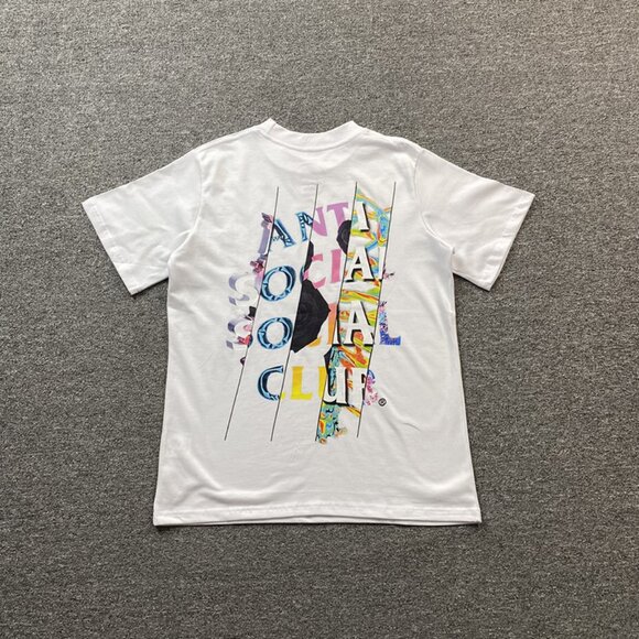 Anti Social Social Club White T Shirt With Colorful Patchwork Letters